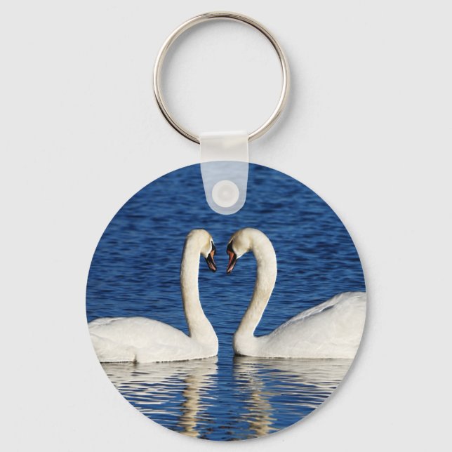 Porte-clés Two White Swans Form Heart Sign (Recto)