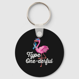 Porte-clés Type Flamingo mignon de type 1 Diabète Aware