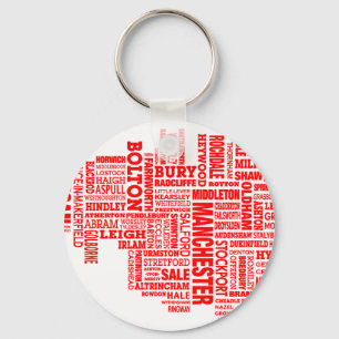 Porte-clés Type rouge carte de plus grand Manchester