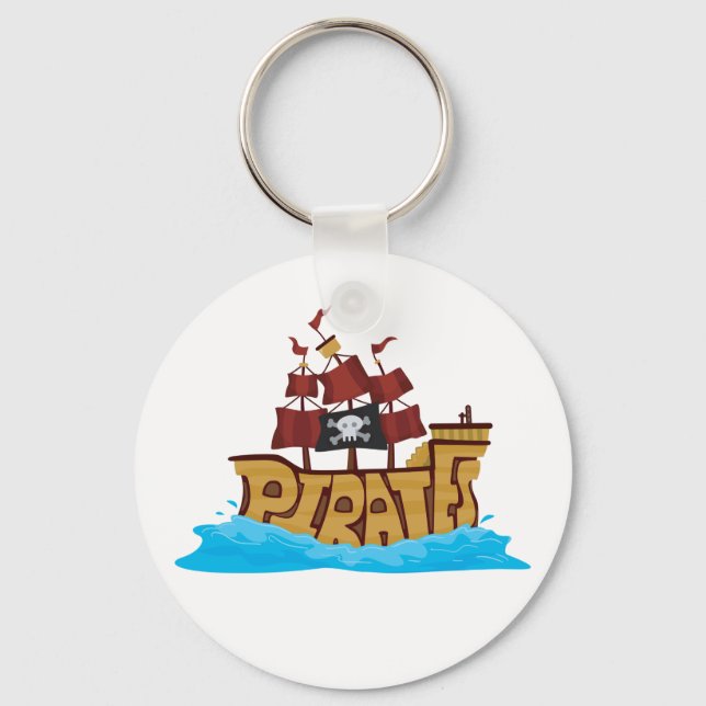 Porte-clés Typographie de bateau pirate avec drapeau au crâne (Recto)