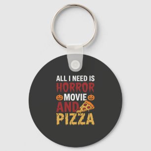 Porte-clés Typographie de film d'horreur et de pizza Hallowee