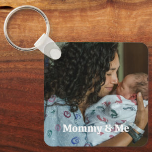 Porte-clés Typographie de maman et moi Photo personnalisée