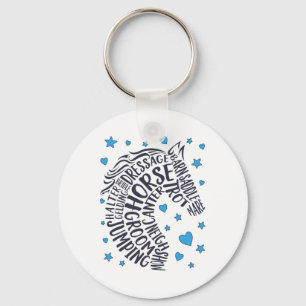 Porte-clés Typographie du cheval Word Art Girls Horseback équ