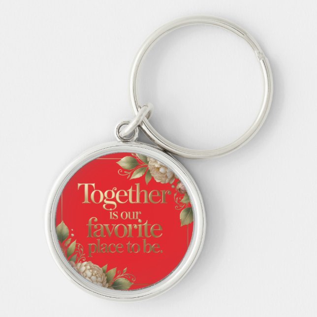 Porte-clés Typographie florale dorée élégante (Devant)
