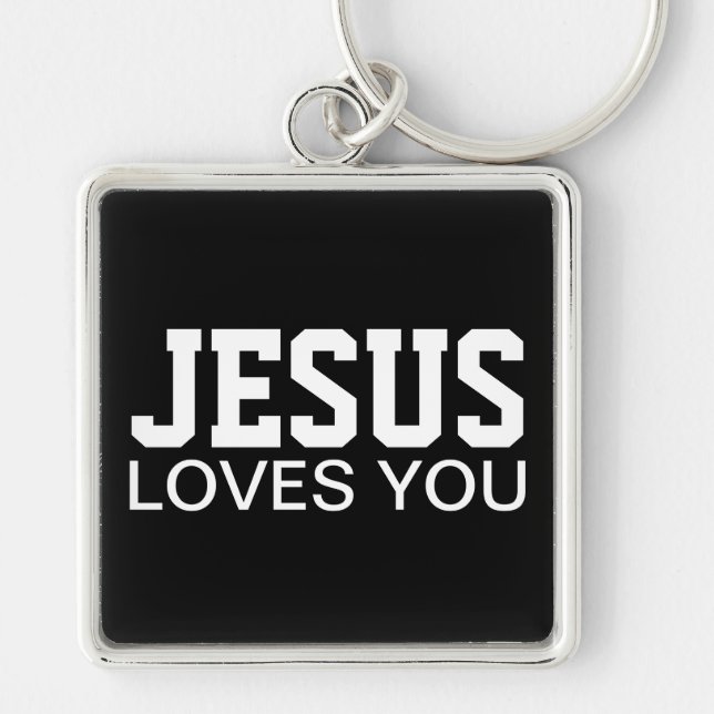 Porte-clés Typographie Motivationnelle Jésus Vous Aime (Devant)