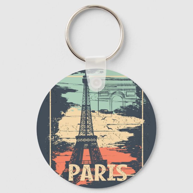 Porte-clés Typographie parisienne : affiche Eiffel abstraite. (Recto)
