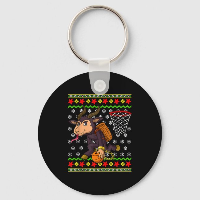 Porte-clés Ugly Christmas Sweater Pattern Kids Krampus Basket (Recto)
