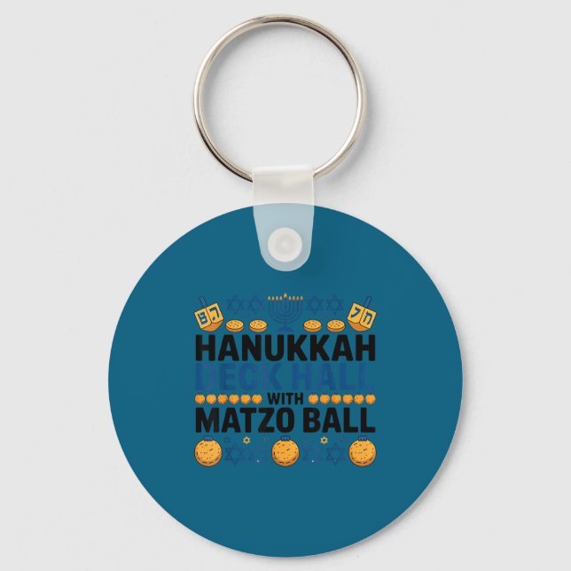 Porte-clés Ugly Hanukkah Deck Hall With Matzo Ball Chanukah  (Recto)