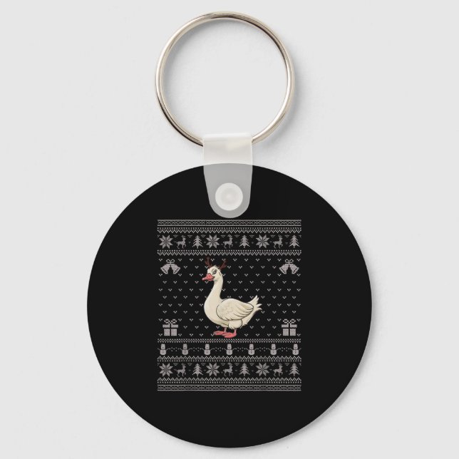 Porte-clés Ugly Xmas Sweater Style Goose Reindeer Christmas  (Recto)