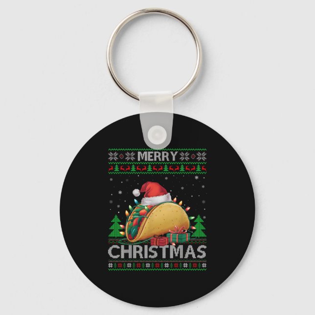 Porte-clés Ugly Xmas Sweater Style Lights Santa Taco Christma (Recto)