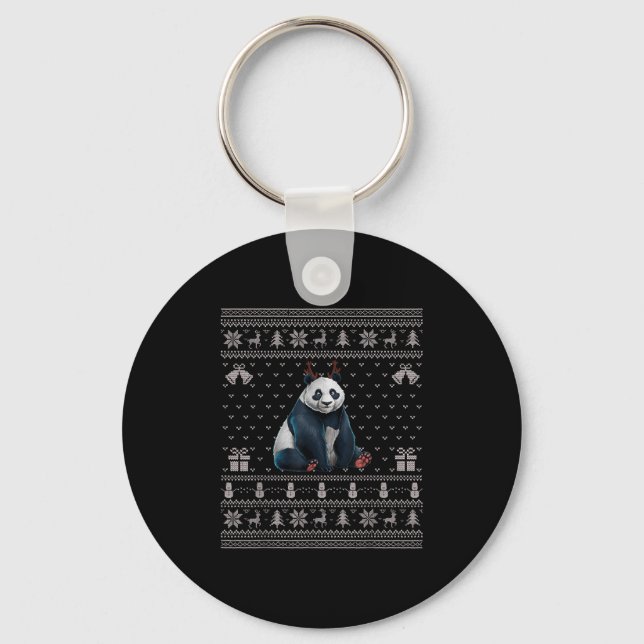 Porte-clés Ugly Xmas Sweater Style Panda Reindeer Christmas  (Recto)