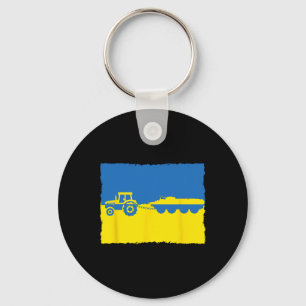 Porte-clés Ukraine agriculteur tracteur volant un char russe