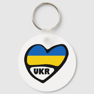 Porte-clés Ukraine Code Pays Coeur Drapeau, UKR