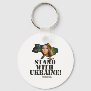 Porte-clés Ukraine Contour Femme Ukrainienne Slogan Soutenez