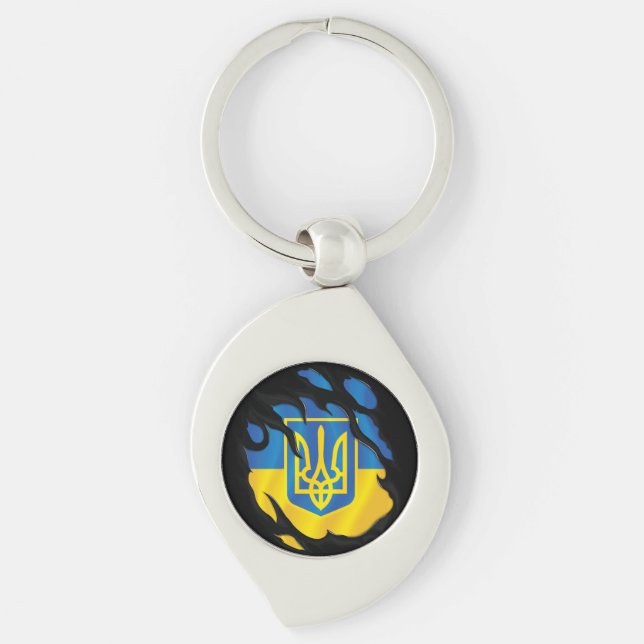 Porte-clés Ukraine déchiré le drapeau (Devant)