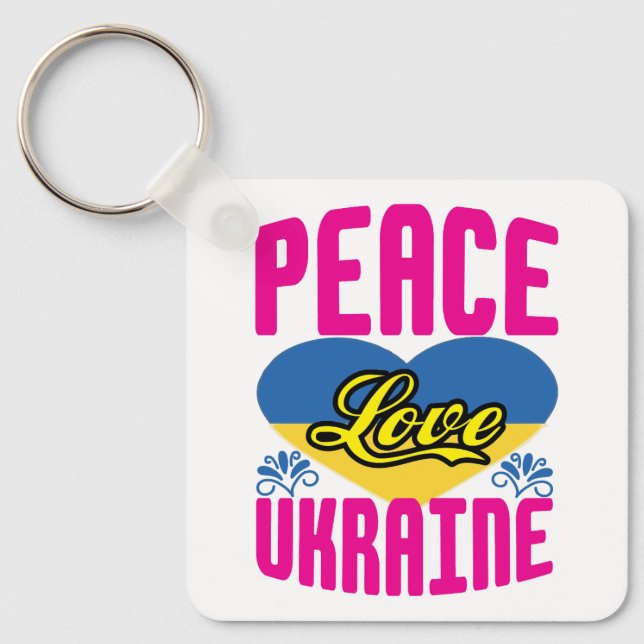 Porte-clés Ukraine Drapeau couleurs amour paix (Recto)