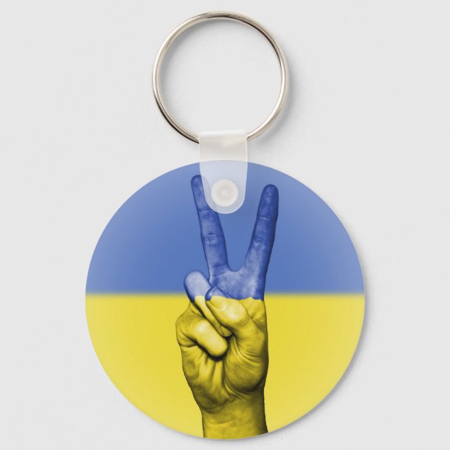 Porte-clés Ukraine Drapeau V Paix et Amour (Recto)