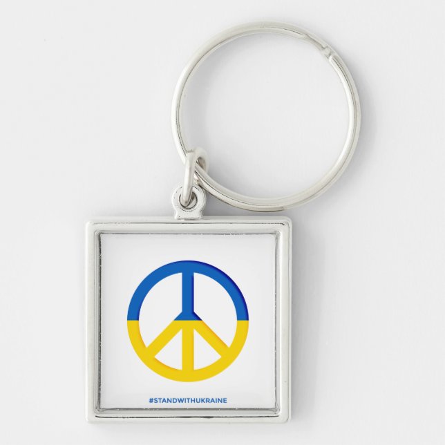 Porte-clés Ukraine Flag with Peace Symbol Keychain (Devant)