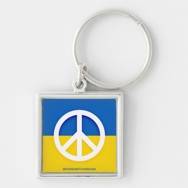 Porte-clés Ukraine Flag with Peace Symbol Keychain (Devant)