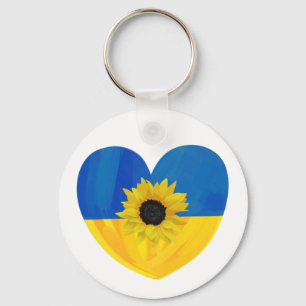 Porte-clés Ukraine Heart Design with Sunflower Keychain