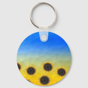 Porte-clés Ukraine jaune bleu géométrie maillage motif Fleurs