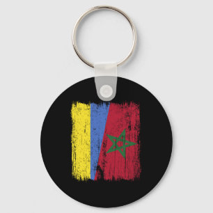 Porte-clés Ukraine Maroc Demi-Drapeau Ukrainien Marocain Héri