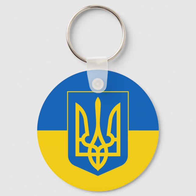 Porte-clés Ukraine Trident on Yellow and Blue Flag (Recto)