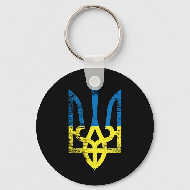 Porte-clés Ukraine Ukrainien Kiev Trysub Drapeau 15  (Recto)