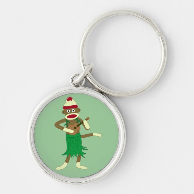 Porte-clés Ukulélé de singe de chaussette (Devant)
