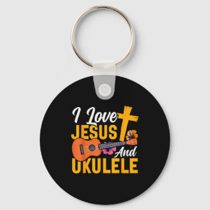 Porte-clés Ukulele Hawaïen Uke Jésus Foi Chrétien J'Aime 