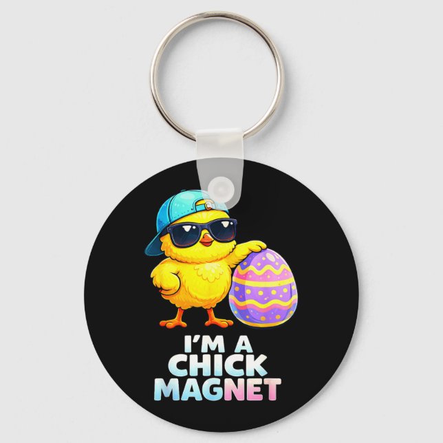 Porte-clés Un aimant à poules Pun de Pâques drôle pour garçon (Recto)
