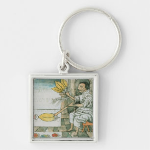 Porte-clés Un artisan aztèque de plume