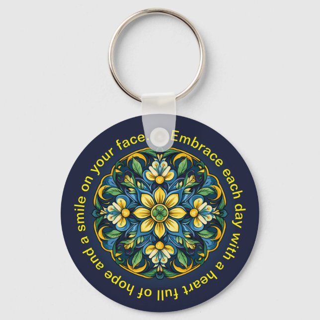 Porte-clés 💚 💙 💛 Un Azulejo Unique Élégance : Jardin de mi (Verso)