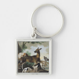 Porte-clés Un cerf commun chassé par des chiens, 1725