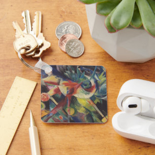 Porte-clés Un cerf dans un jardin fleuri par Franz Marc, Art