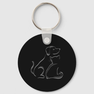 Porte-clés Un Chat Et Un Chien Silhoutte Amitié