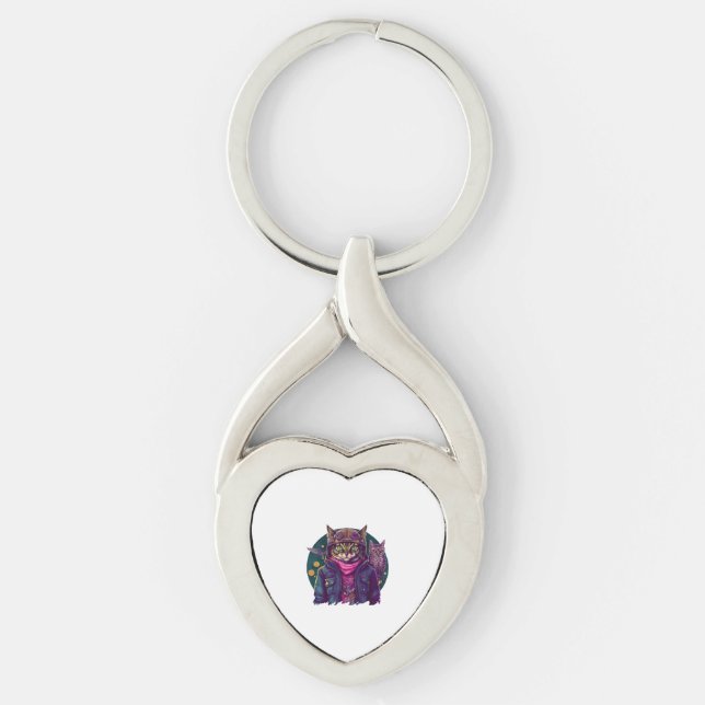 Porte-clés Un chat et un hibou  (Devant)