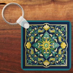Porte-clés 💛 💚 💙 Un Chef-D'Oeuvre Azulejo Unique
