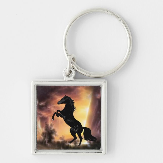 Porte-clés Un cheval de Stallion friésien (Devant)