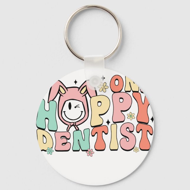 Porte-clés un dentiste heureux, rétro, vintage (Recto)