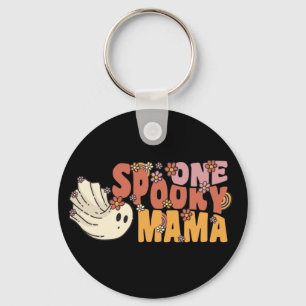 Porte-clés Un Fantôme Super Mama Éffrayant Avec Fleurs Vintag