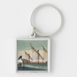 Porte-clés Un Galleass trois-mâté en cours par la voile,