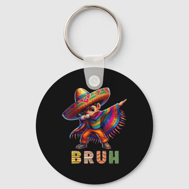 Porte-clés Un garçon mexicain Dabbing Poncho Cinco De Mayo Fu (Recto)