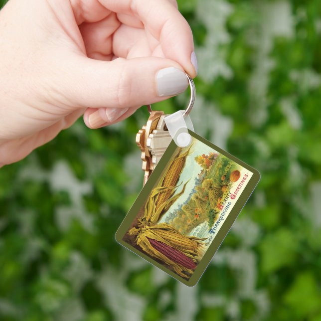 Porte-clés Un grand Thanksgiving ; Corn indien et Haystaches (main)