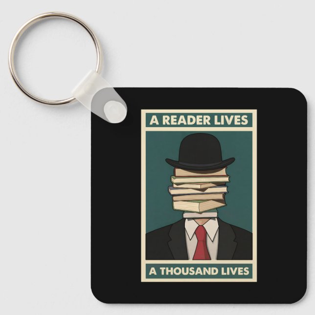 Porte-clés Un lecteur vit mille vies Sagesse bibliophile (Recto)