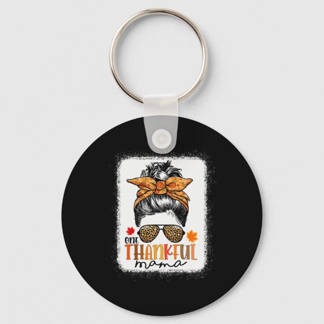 Porte-clés Un Merci Mama Messy Bun Leopard Maman Automne Merc (Recto)