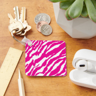 Porte-clés Un motif floral complexe en rose et blanc, art