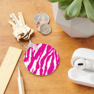 Porte-clés Un motif floral complexe en rose et blanc, art