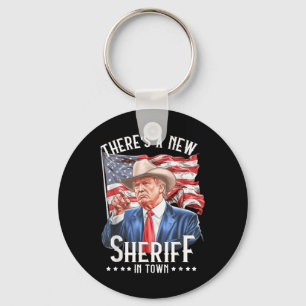 Porte-clés Un Nouveau Sheriff En Ville, Cowboy Trump 2024