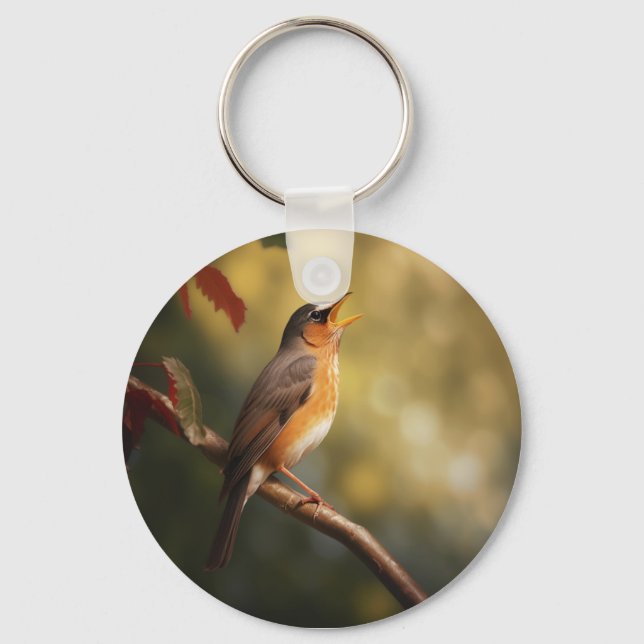 Porte-clés Un oiseau chantant le matin (Recto)